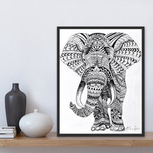 Load image into Gallery viewer, giclee fine art print of mandala elephant original painting