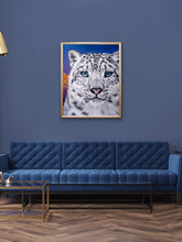 Load image into Gallery viewer, giclee fine art print of original snow leopard oil painting "Beast and Beauty"