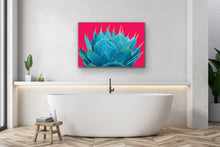 Load image into Gallery viewer, Turquoise Fire Desert Succulent Blue Agave Original painting by Art by Ashley Lane
