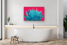 Load image into Gallery viewer, Turquoise Fire Desert Succulent Blue Agave Original painting by Art by Ashley Lane