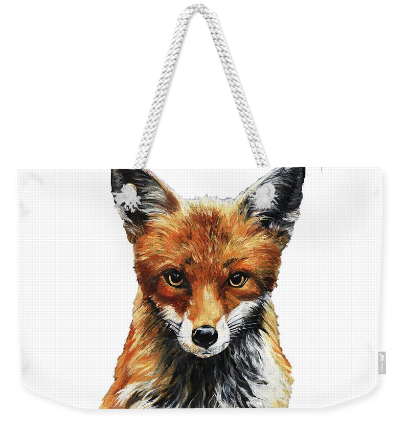 Mrs. Fox Oil Painting with White Background - Weekender Tote Bag