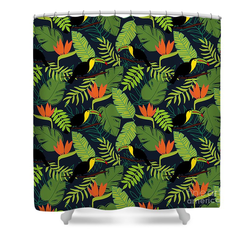 Toucan Jungle Pattern - Shower Curtain