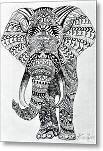 Tribal Elephant Mandala - Metal Print