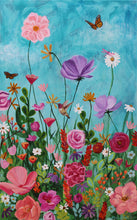 Load image into Gallery viewer, "Wild and Wondrous" - Wildflower hummingbird  butterfly original painting