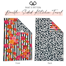 Load image into Gallery viewer, Floral Stripe Dalmatian Print Double Microfiber Kitchen Towel
