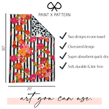 Load image into Gallery viewer, Floral Stripe Dalmatian Print Double Microfiber Kitchen Towel
