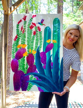 Load image into Gallery viewer, Floral Flight Desert Landscape Resin Colorful Cactus Original Painting
