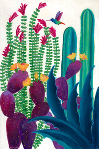 Floral Flight Desert Landscape Resin Colorful Cactus Original Painting