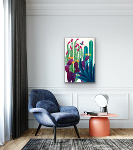 Floral Flight Desert Landscape Resin Colorful Cactus Original Painting