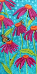 Darling Wildflowers Original painting - Floral, Bee, Butterfly Wall Art
