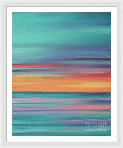 Abundance blue and orange ocean sunset - Framed Print