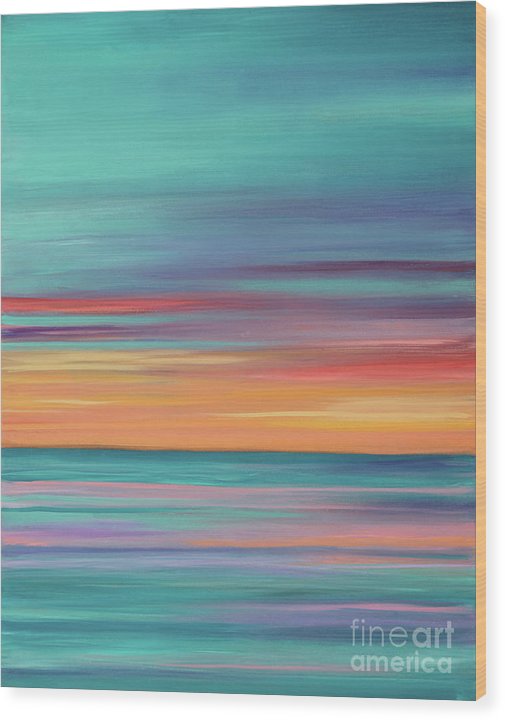 Abundance blue and orange ocean sunset - Wood Print