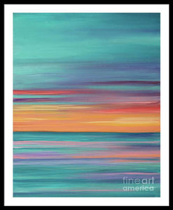 Abundance blue and orange ocean sunset - Framed Print