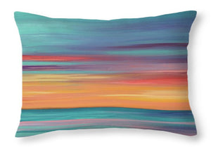 Abundance blue and orange ocean sunset - Throw Pillow