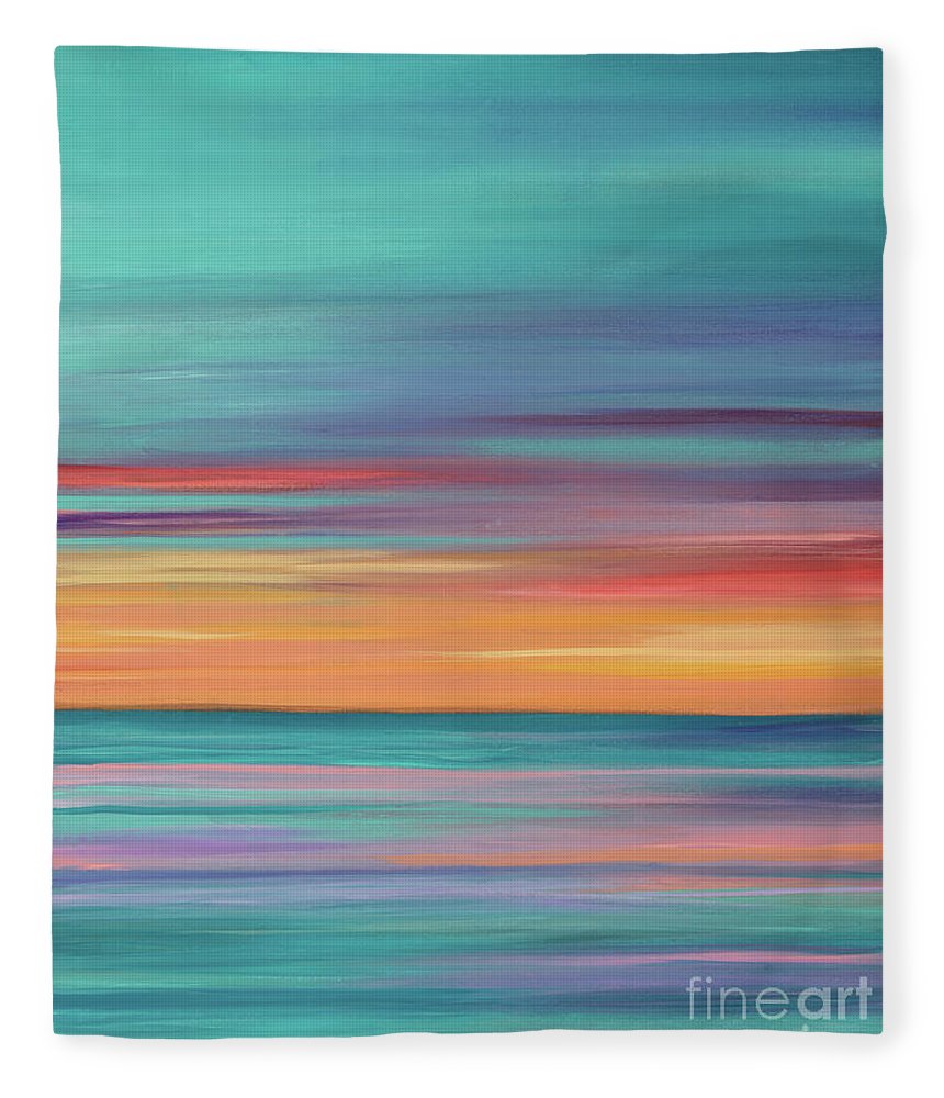 Abundance blue and orange ocean sunset - Blanket