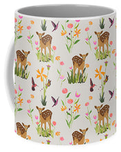 Load image into Gallery viewer, Fawn with Wildflowers and Humming birds - Mug
