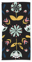 Load image into Gallery viewer, Folk Flower Pattern in Black and Blue - Beach Towel
