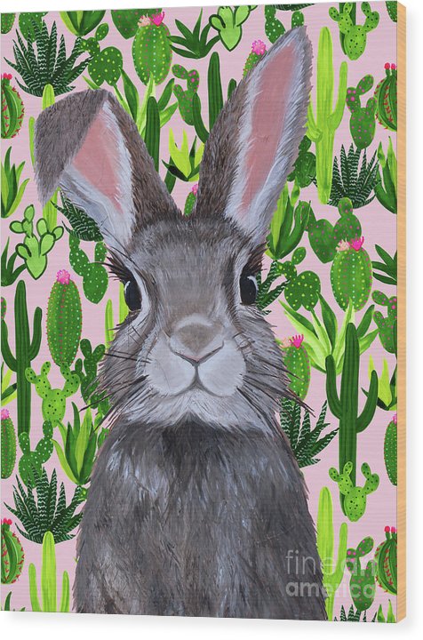 Cacti Cotton Tail  - Wood Print