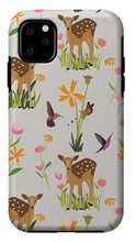 Load image into Gallery viewer, Fawn with Wildflowers and Humming birds - Phone Case
