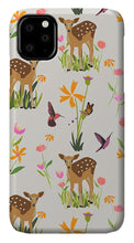 Load image into Gallery viewer, Fawn with Wildflowers and Humming birds - Phone Case

