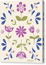 Load image into Gallery viewer, Folk Flower Pattern in Beige and Purple - Canvas Print
