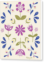 Load image into Gallery viewer, Folk Flower Pattern in Beige and Purple - Canvas Print
