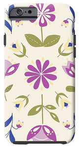 Folk Flower Pattern in Beige and Purple - Phone Case