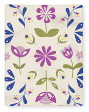 Load image into Gallery viewer, Folk Flower Pattern in Beige and Purple - Blanket
