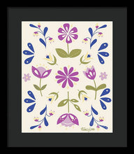 Load image into Gallery viewer, Folk Flower Pattern in Beige and Purple - Framed Print
