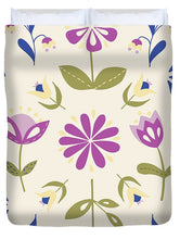 Load image into Gallery viewer, Folk Flower Pattern in Beige and Purple - Duvet Cover

