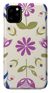 Folk Flower Pattern in Beige and Purple - Phone Case