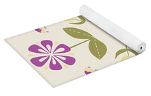 Load image into Gallery viewer, Folk Flower Pattern in Beige and Purple - Yoga Mat
