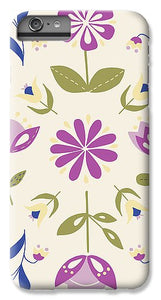 Folk Flower Pattern in Beige and Purple - Phone Case