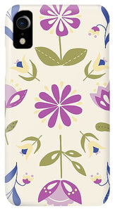 Folk Flower Pattern in Beige and Purple - Phone Case
