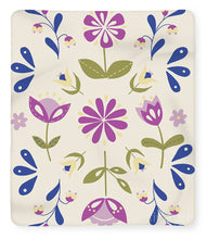 Load image into Gallery viewer, Folk Flower Pattern in Beige and Purple - Blanket
