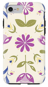 Folk Flower Pattern in Beige and Purple - Phone Case