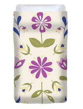Load image into Gallery viewer, Folk Flower Pattern in Beige and Purple - Duvet Cover
