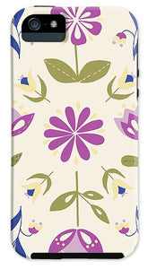Folk Flower Pattern in Beige and Purple - Phone Case