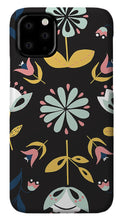 Load image into Gallery viewer, Folk Flower Pattern in Black and Blue - Phone Case
