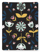Load image into Gallery viewer, Folk Flower Pattern in Black and Blue - Blanket
