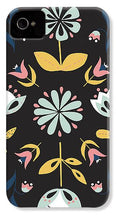 Load image into Gallery viewer, Folk Flower Pattern in Black and Blue - Phone Case
