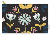 Load image into Gallery viewer, Folk Flower Pattern in Black and Blue - Carry-All Pouch
