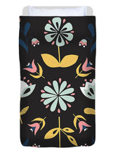 Load image into Gallery viewer, Folk Flower Pattern in Black and Blue - Duvet Cover
