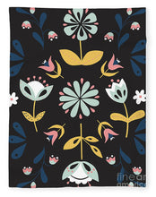 Load image into Gallery viewer, Folk Flower Pattern in Black and Blue - Blanket

