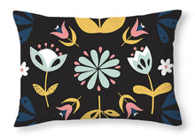 Load image into Gallery viewer, Folk Flower Pattern in Black and Blue - Throw Pillow

