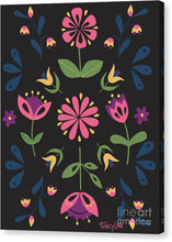 Load image into Gallery viewer, Folk Flower Pattern in Black and Pink - Canvas Print
