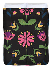 Load image into Gallery viewer, Folk Flower Pattern in Black and Pink - Duvet Cover
