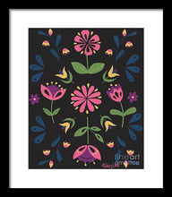 Load image into Gallery viewer, Folk Flower Pattern in Black and Pink - Framed Print
