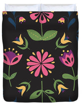 Load image into Gallery viewer, Folk Flower Pattern in Black and Pink - Duvet Cover
