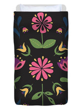 Load image into Gallery viewer, Folk Flower Pattern in Black and Pink - Duvet Cover
